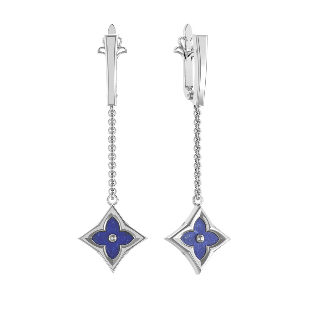 Серьги из белого золота c лазуритом