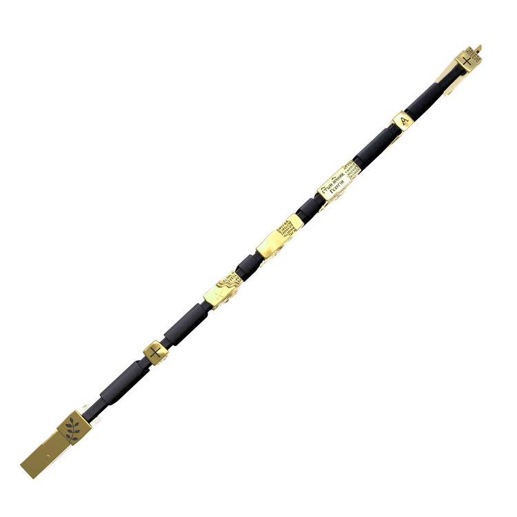 Браслет из лимонного золота c кожаным шнурком