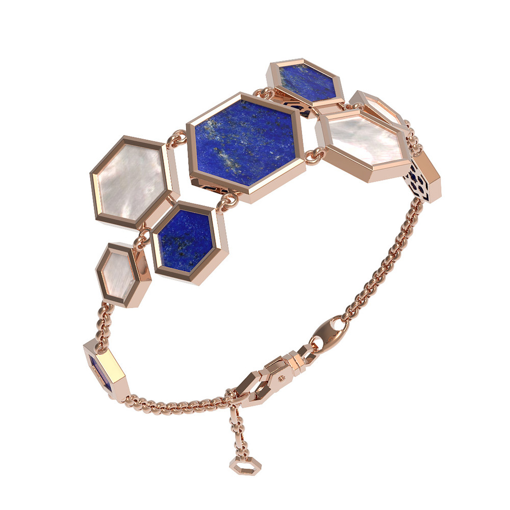 Браслет из золота c лазуритом и перламутром