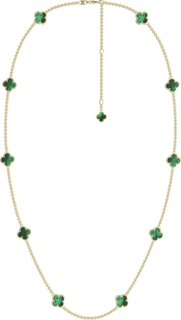 Колье из лимонного золота c малахитом