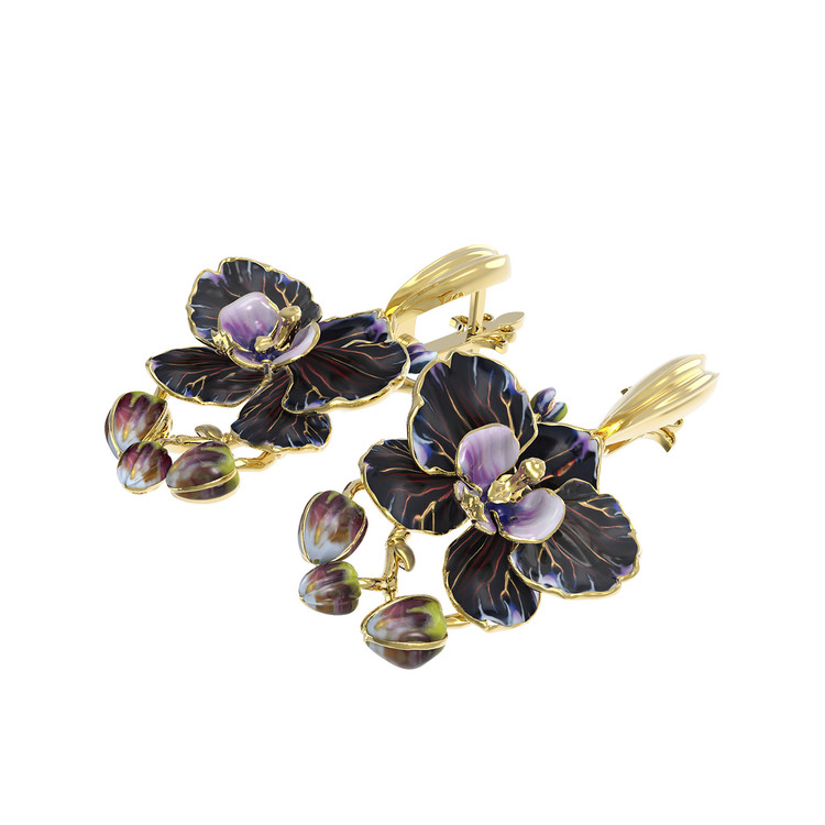 Серьги из лимонного золота c эмалью