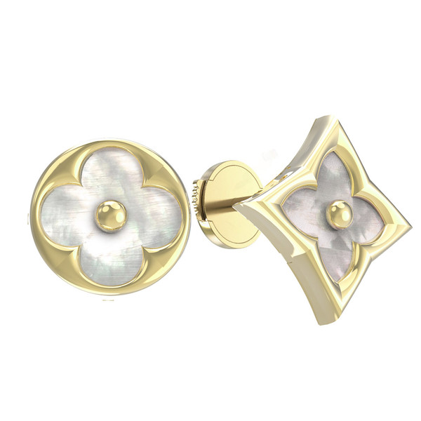 Серьги из лимонного золота c перламутром