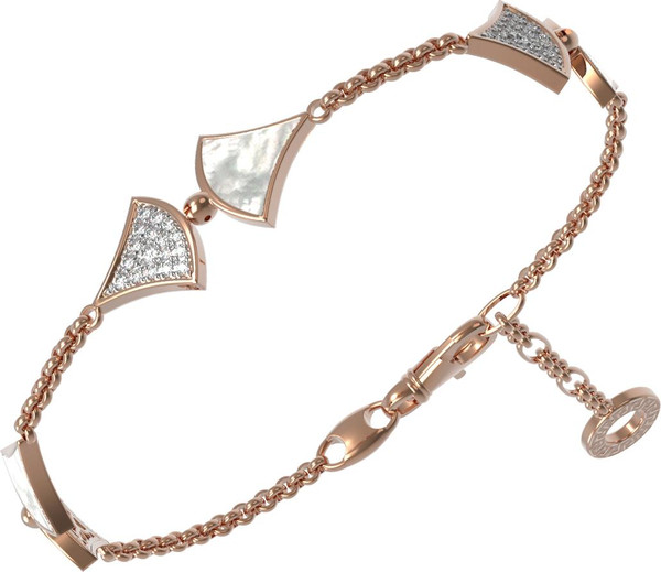 Браслет из золота c бриллиантами и перламутром