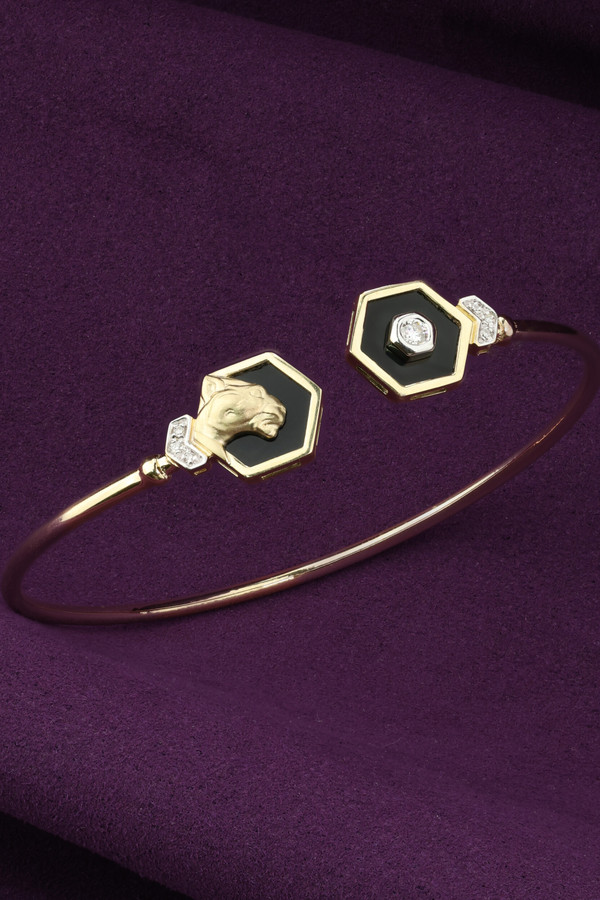 Браслет из лимонного золота c бриллиантами и ониксом