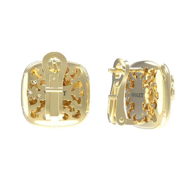 Серьги из лимонного золота c бриллиантами и перламутром