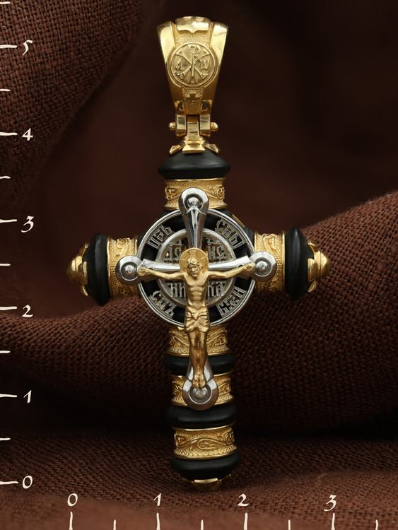 Крест из лимонного золота c ониксом