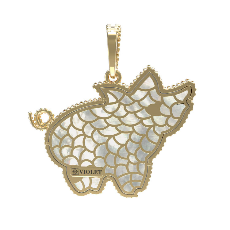 Подвеска из лимонного золота c эмаль и перламутром