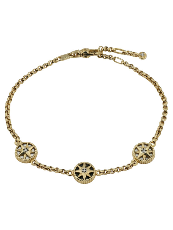 Браслет из лимонного золота c бриллиантами, ониксом и перламутром