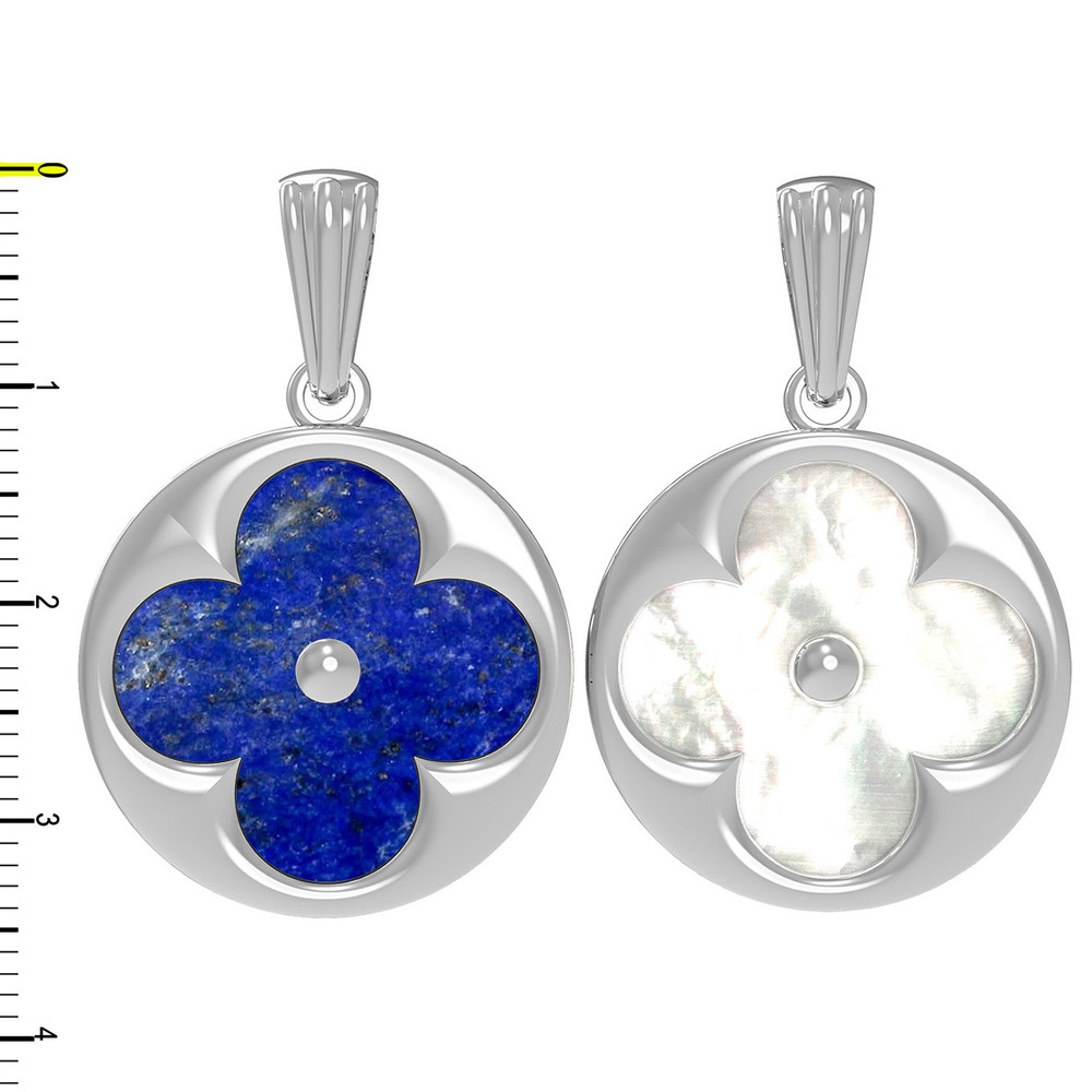 Подвеска из белого золота c лазуритом и перламутром