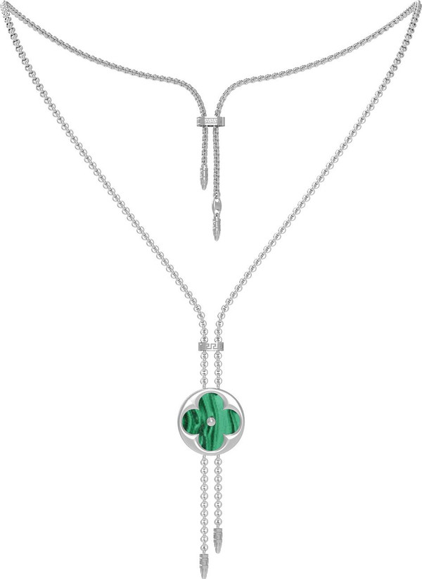 Колье из белого золота c малахитом и перламутром