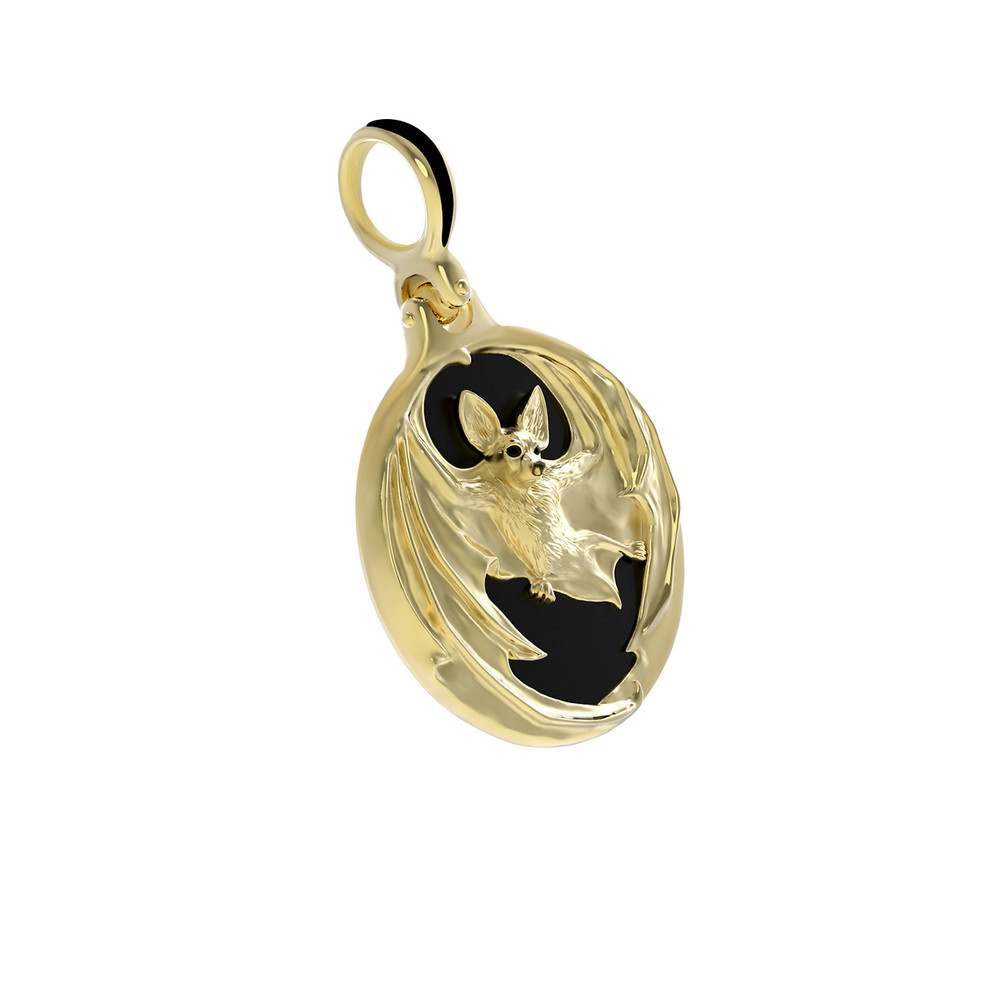 Подвеска из лимонного золота c эмаль и ониксом