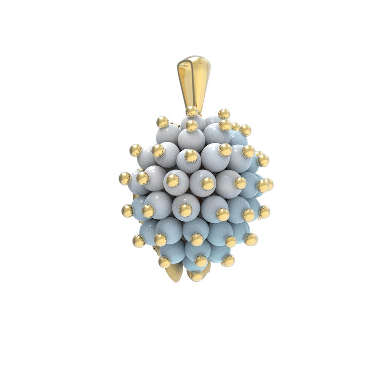 Подвеска из лимонного золота c эмалью и бирюзой