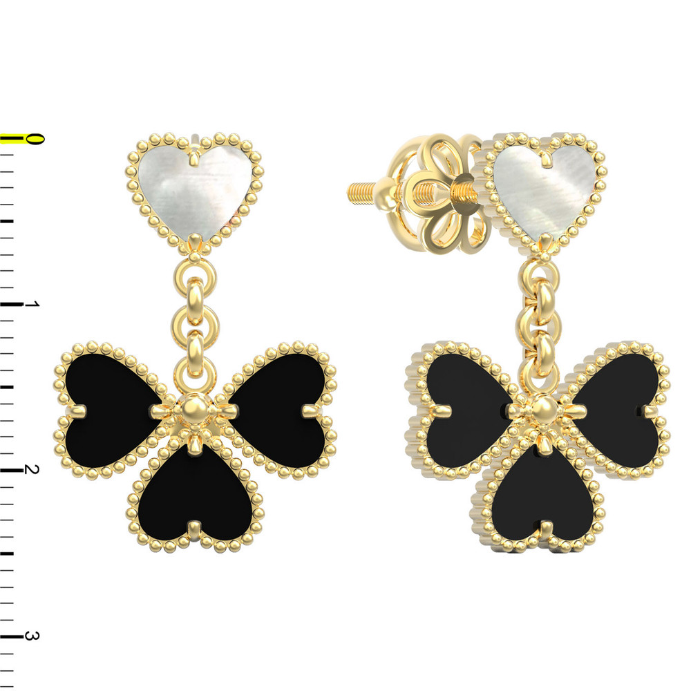 Серьги из лимонного золота c ониксом и перламутром