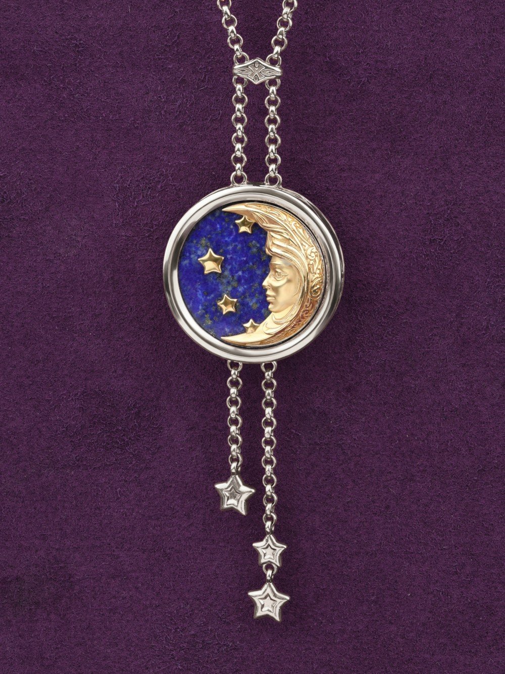 Колье из белого золота c бирюзой и лазуритом