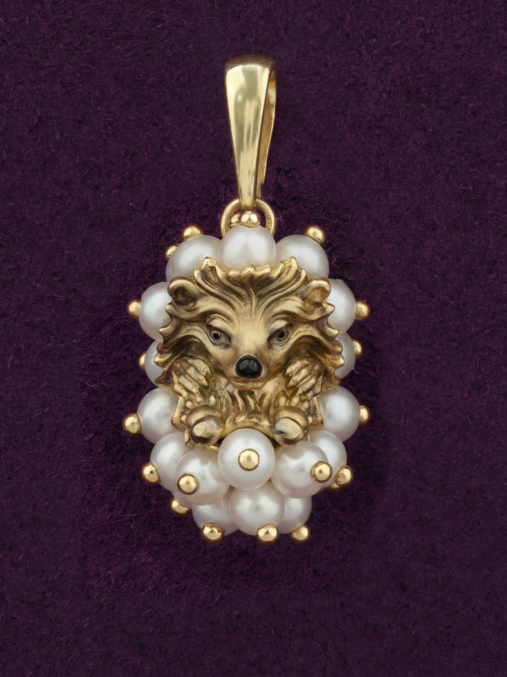 Подвеска из лимонного золота c эмалью и жемчугом