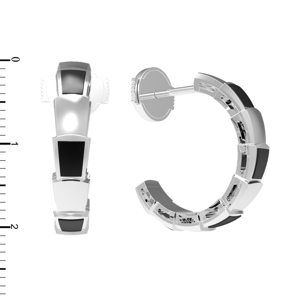 Серьги из белого золота c ониксом