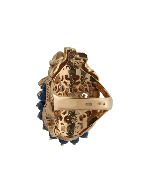 Кольцо из золота c эмаль и лазуритом