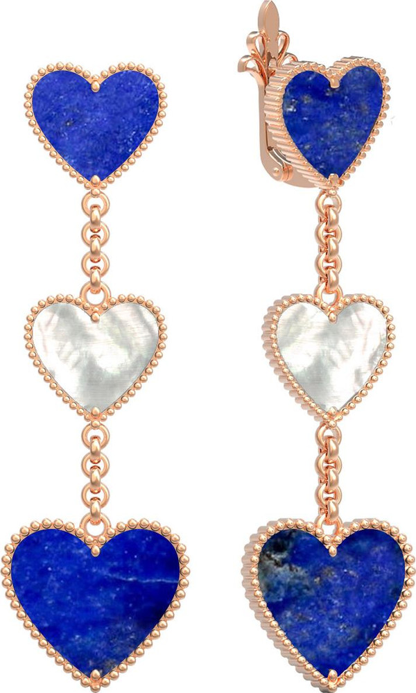 Серьги из золота c лазуритом и перламутром