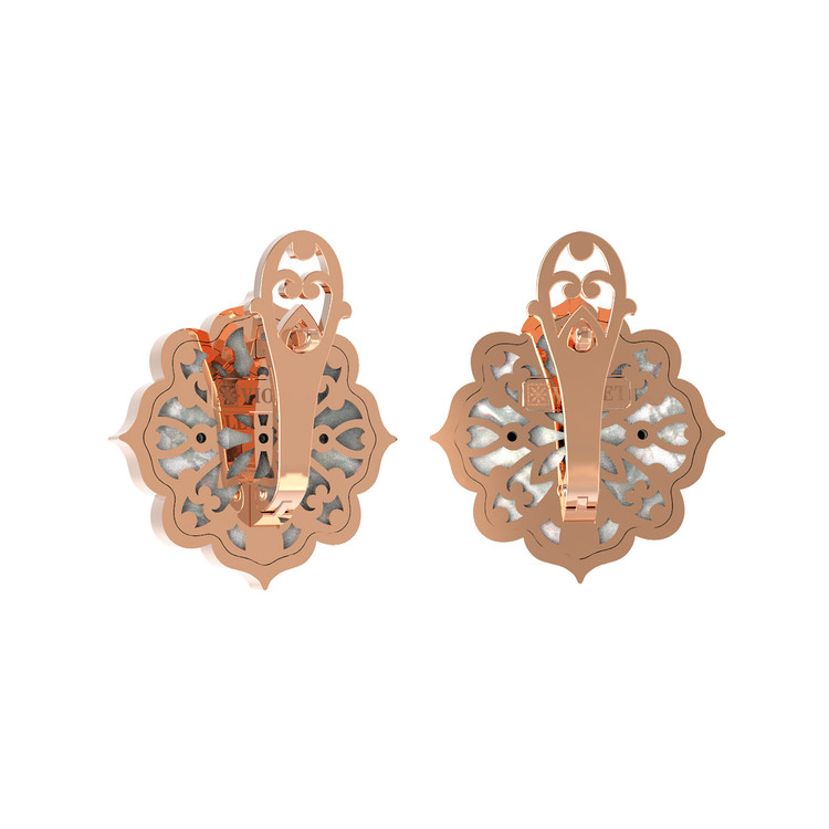 Серьги из золота c ониксом и перламутром