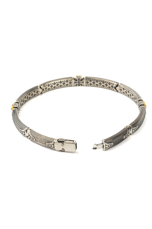 Браслет из серебра и золота c бриллиантами и рубином