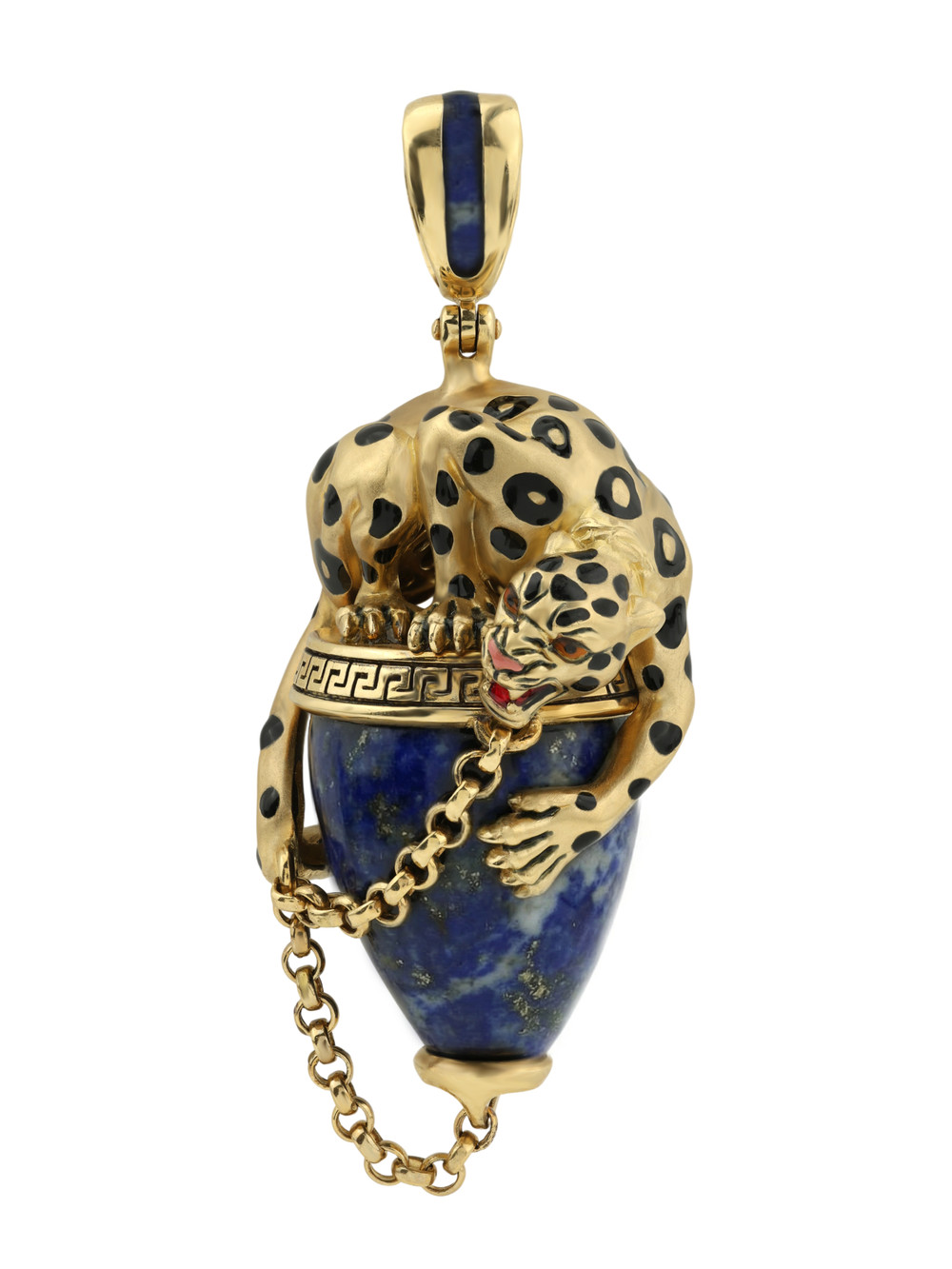 Подвеска из лимонного золота c эмалью и лазуритом