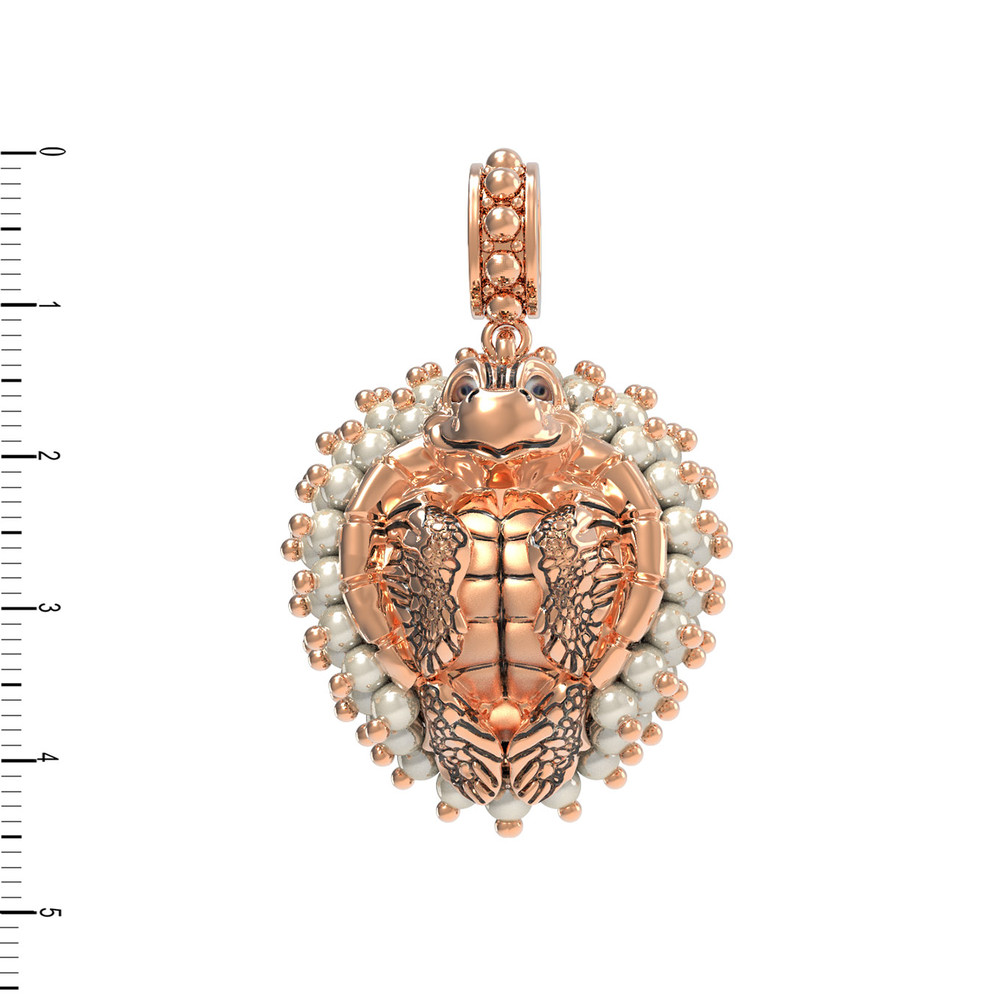 Подвеска из золота c эмаль и жемчугом