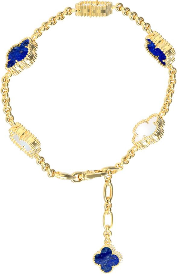 Браслет из лимонного золота c лазуритом и перламутром