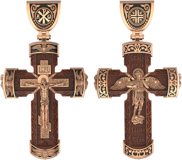 Крест из золота c деревом груши