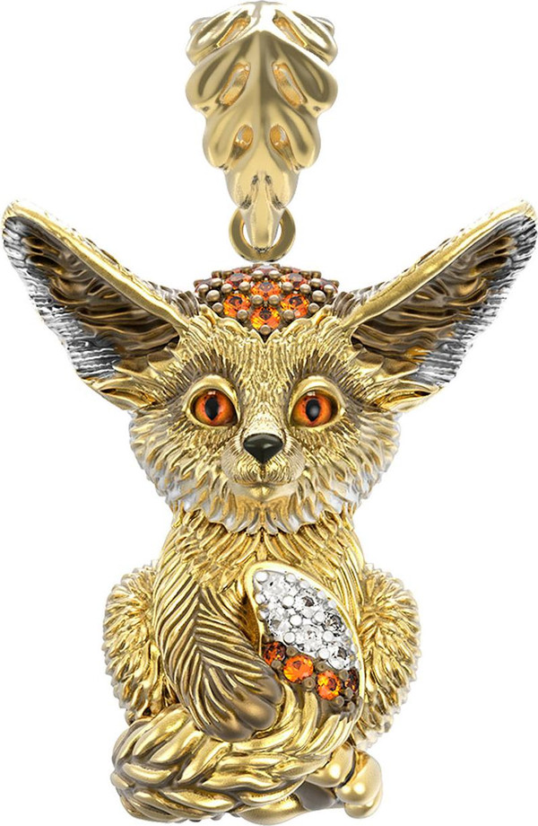 Подвеска из лимонного золота c эмаль и фианитом