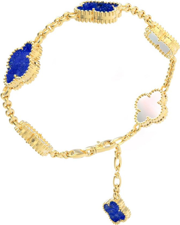 Браслет из лимонного золота c лазуритом и перламутром