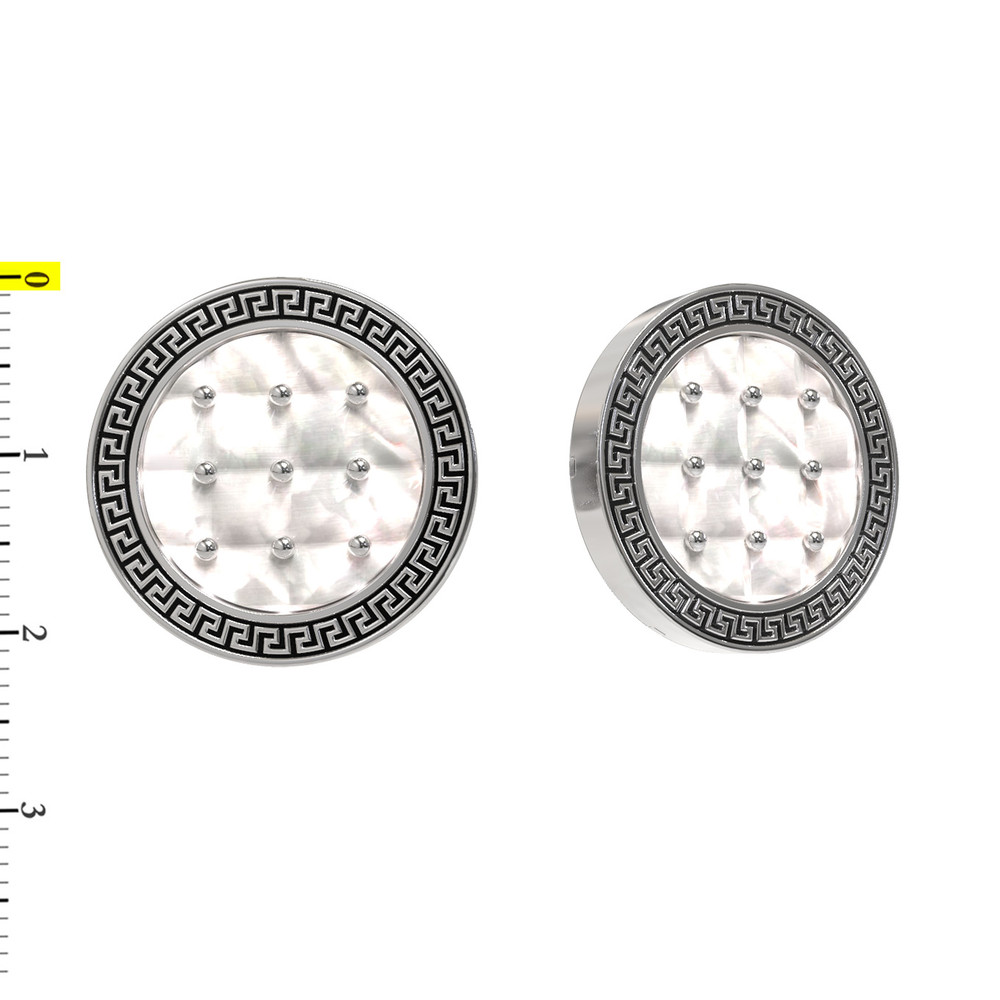 Серьги из белого золота c эмалью и перламутром
