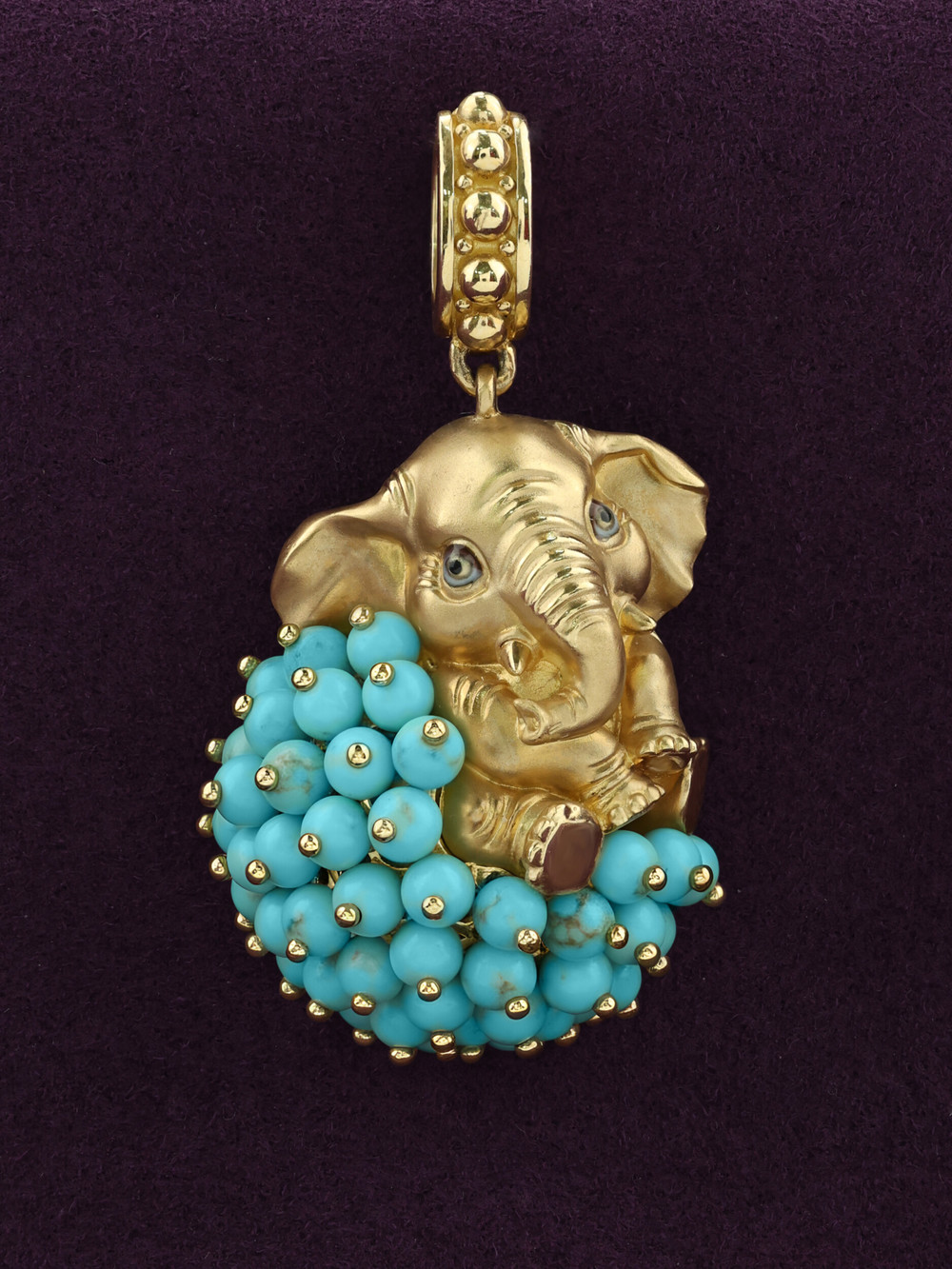 Подвеска из лимонного золота c эмаль и бирюзой