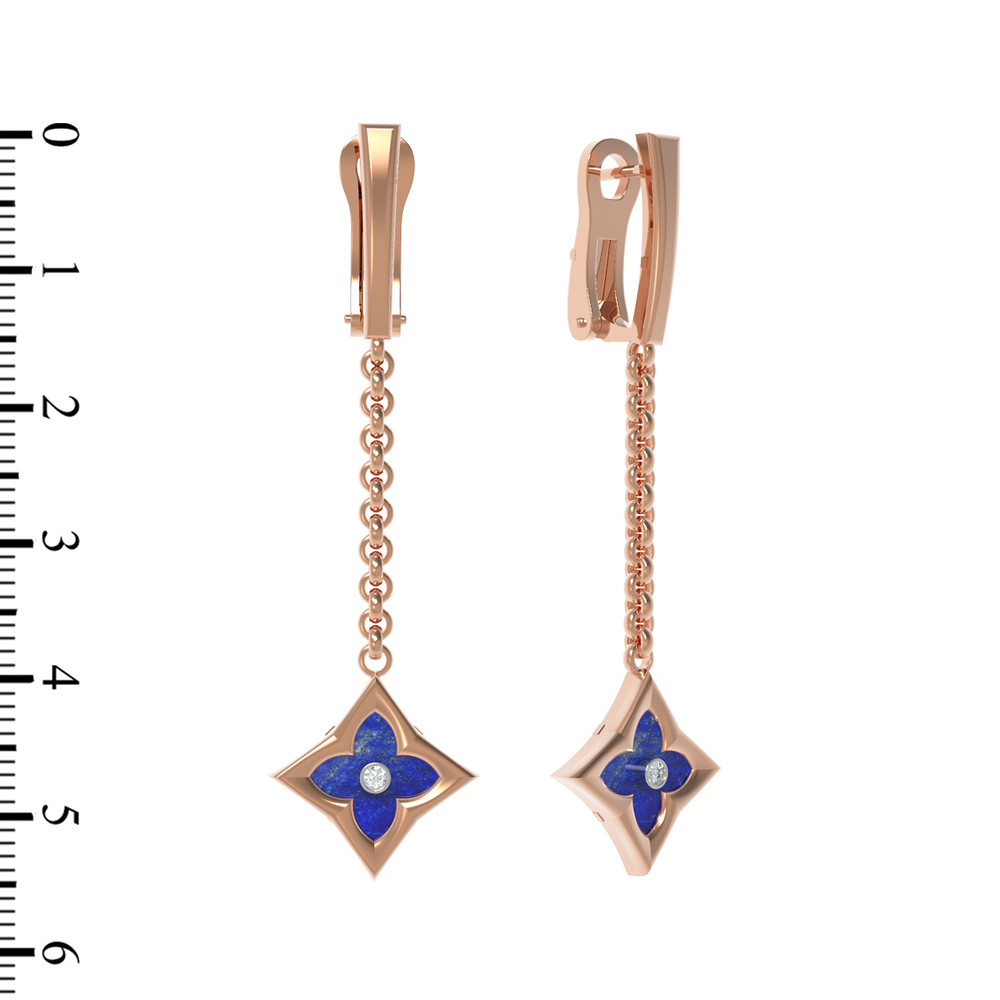 Серьги из золота c бриллиантами и лазуритом