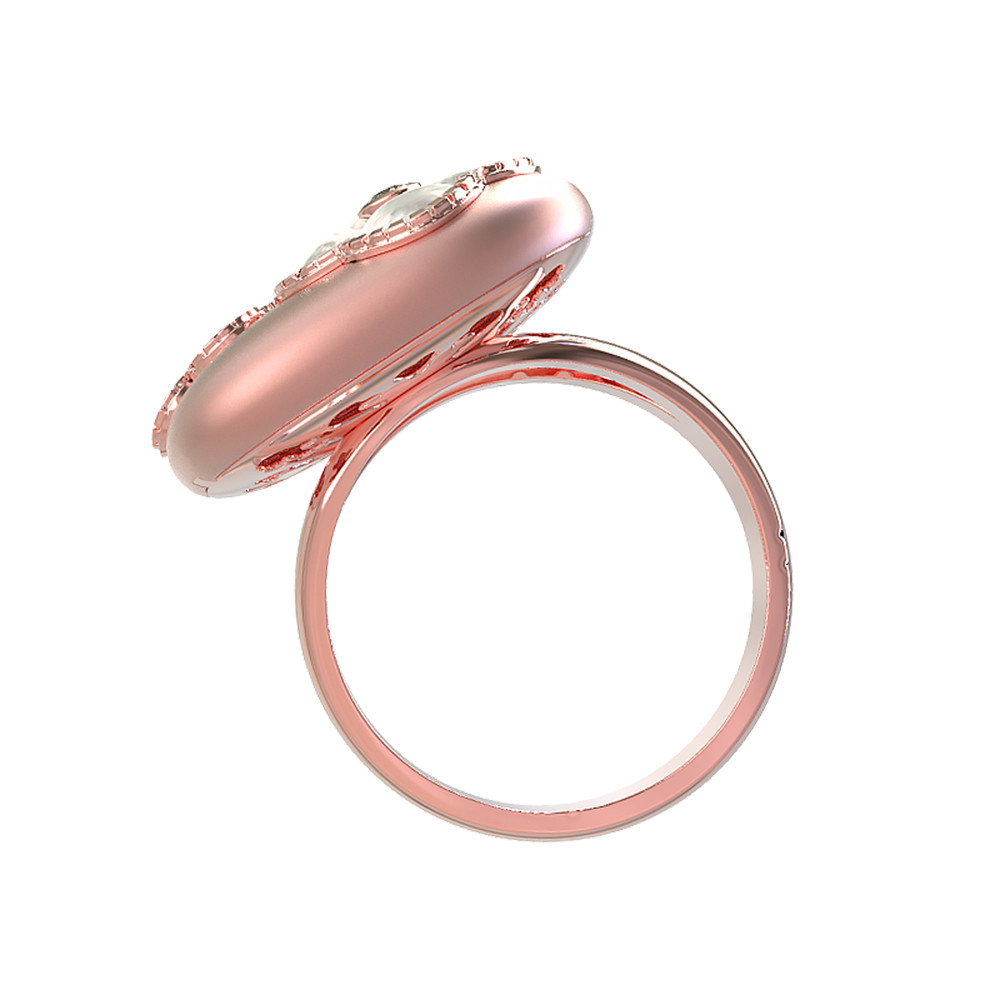 Кольцо из розового золота c бриллиантами и перламутром