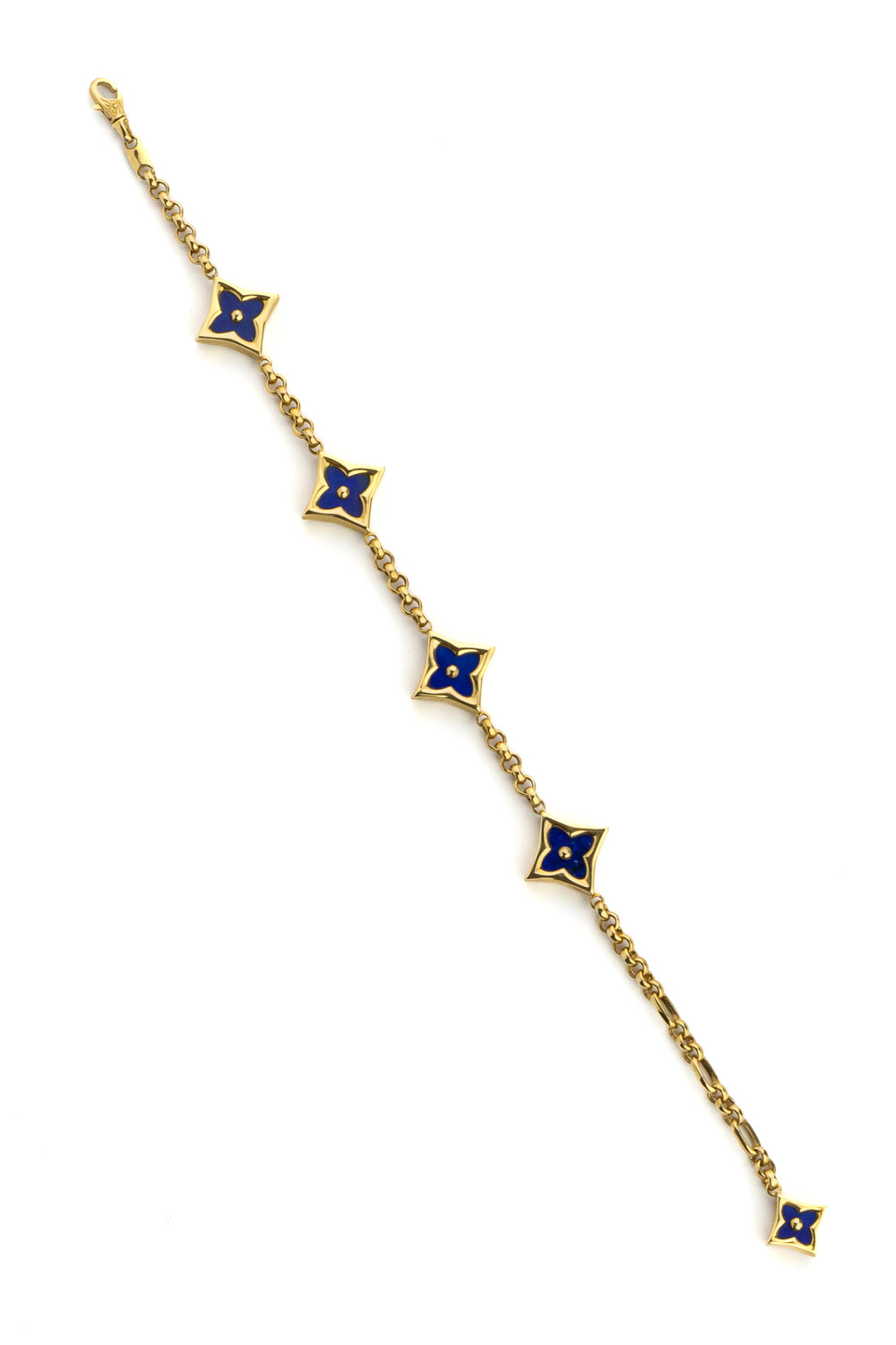 Браслет из лимонного золота c лазуритом и перламутром