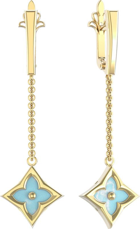 Серьги из лимонного золота c бирюзой