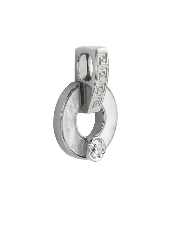 Подвеска из белого золота c бриллиантами и перламутром