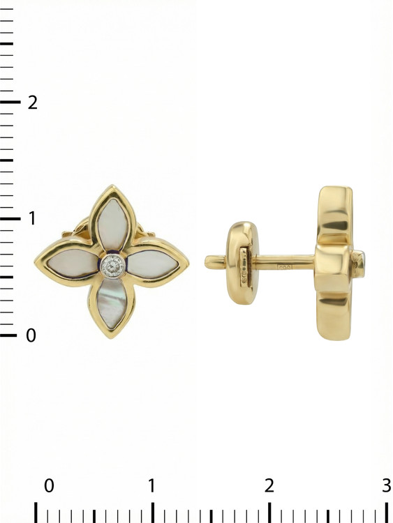 Серьги из лимонного золота c бриллиантами и перламутром