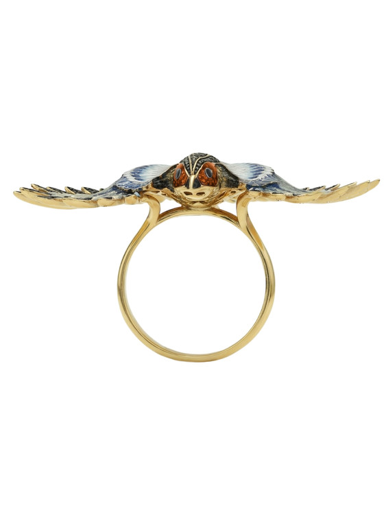 Кольцо из лимонного золота c эмаль и фианитом