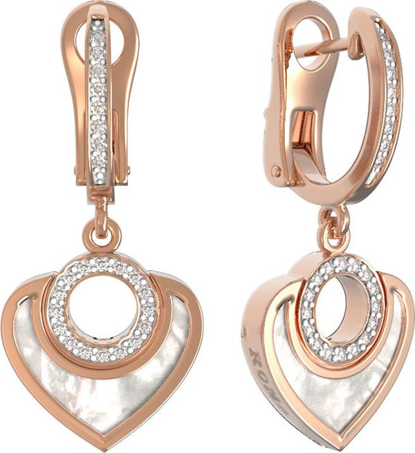 Серьги из золота c бриллиантами и перламутром