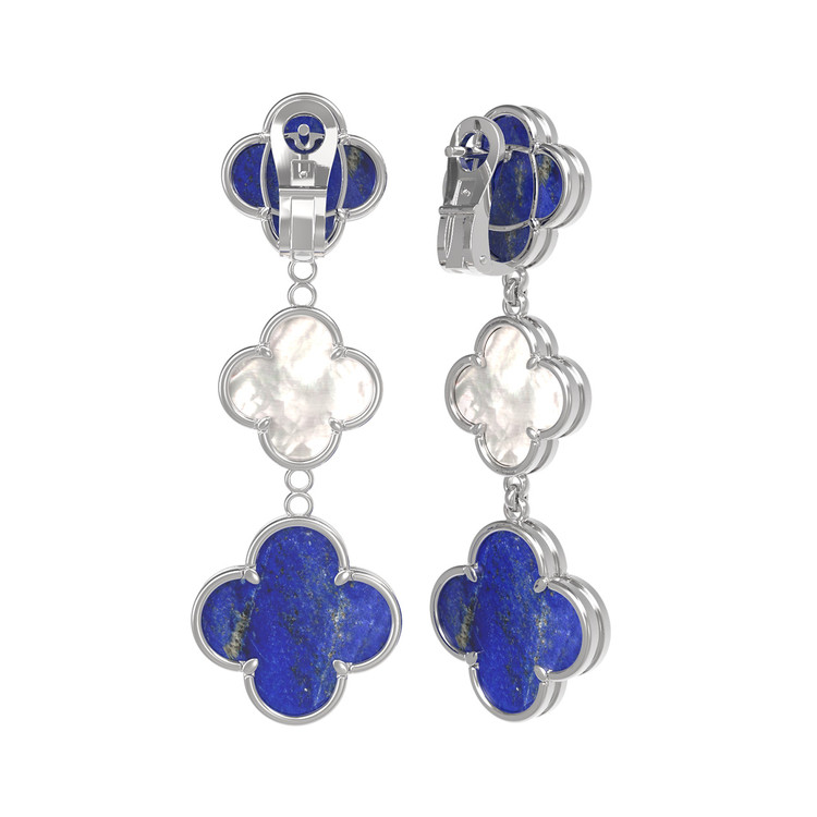 Серьги из белого золота c лазуритом и перламутром