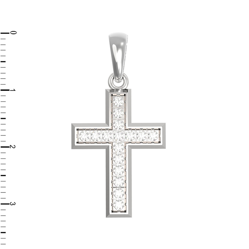 Крест из белого золота c бриллиантами