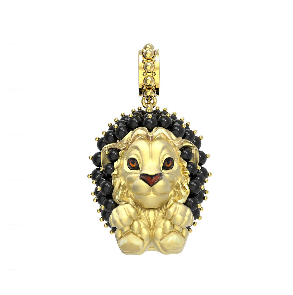 Подвеска из лимонного золота c эмаль и ониксом