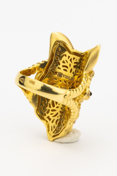 Кольцо из лимонного золота c эмаль