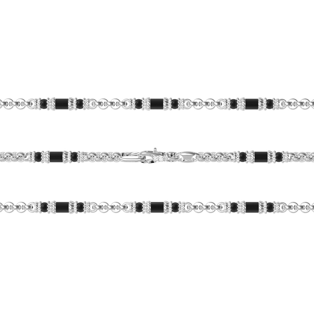 Цепь из белого золота c ониксом