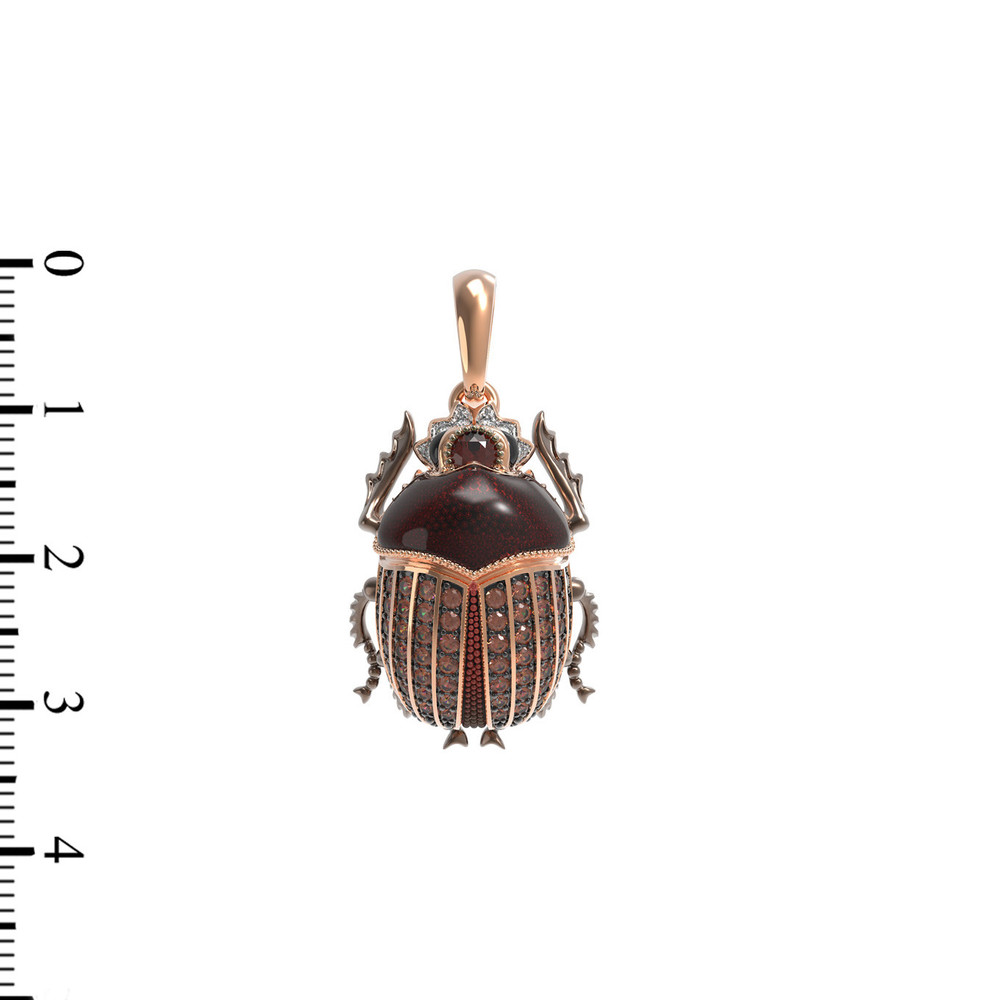 Подвеска из золота c эмаль , фианитом и гранатом