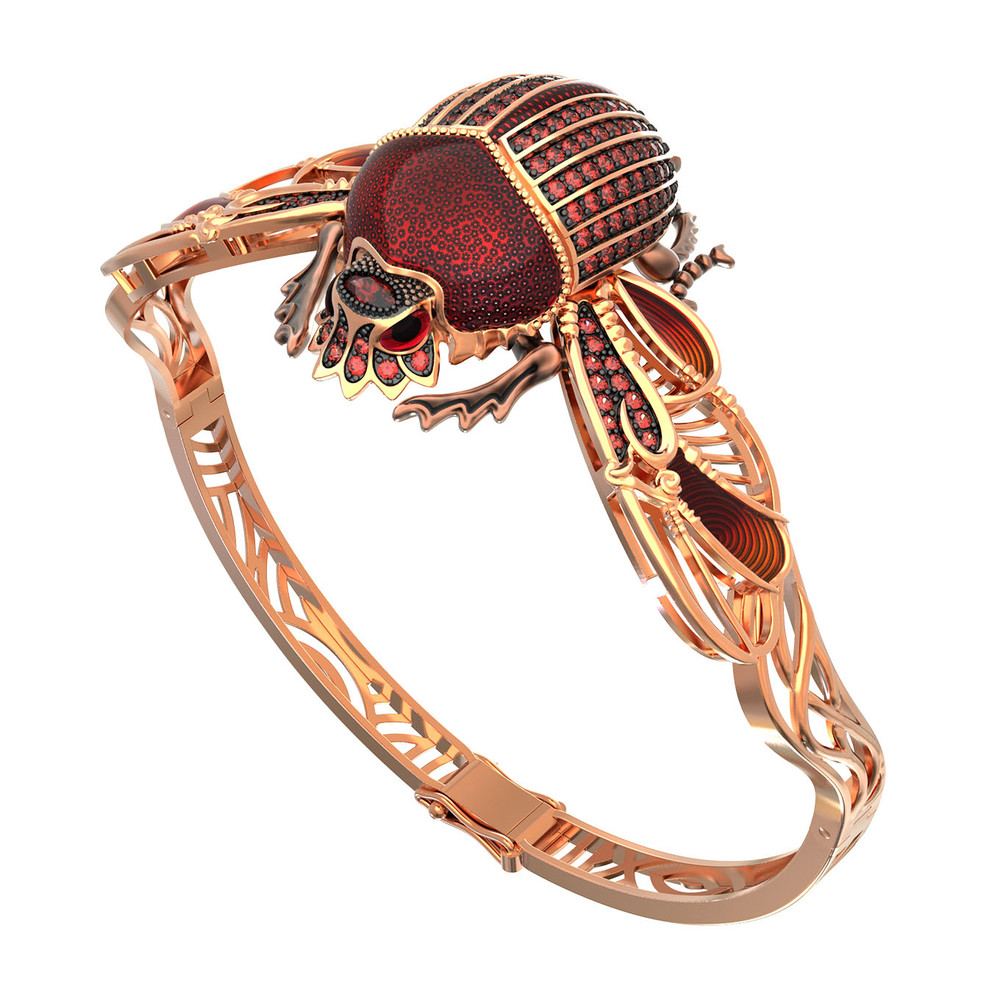 Браслет из золота c эмаль , фианитом, гранатом и эмалью