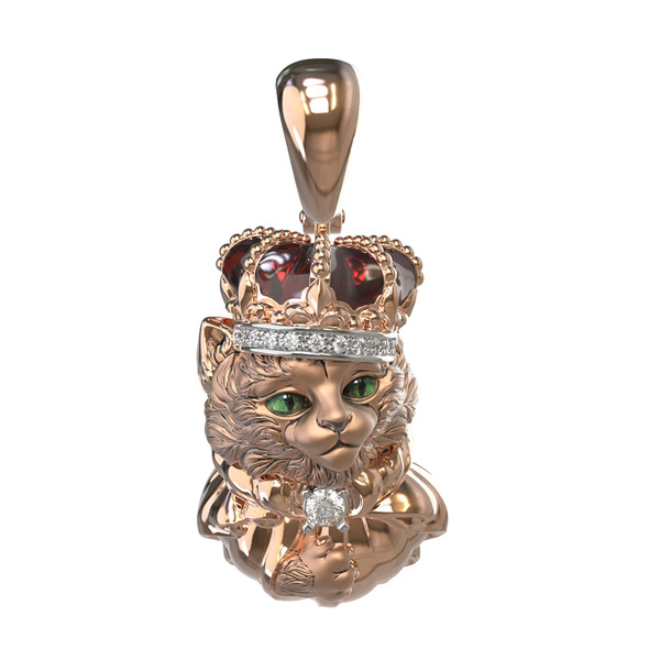 Подвеска из золота c эмаль , бриллиантами и рубином