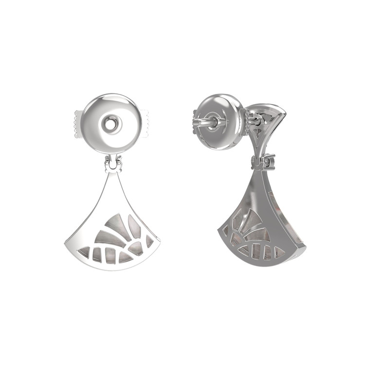 Серьги из белого золота c бриллиантами и перламутром