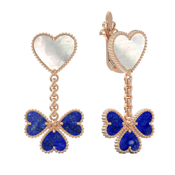 Серьги из золота c лазуритом и перламутром